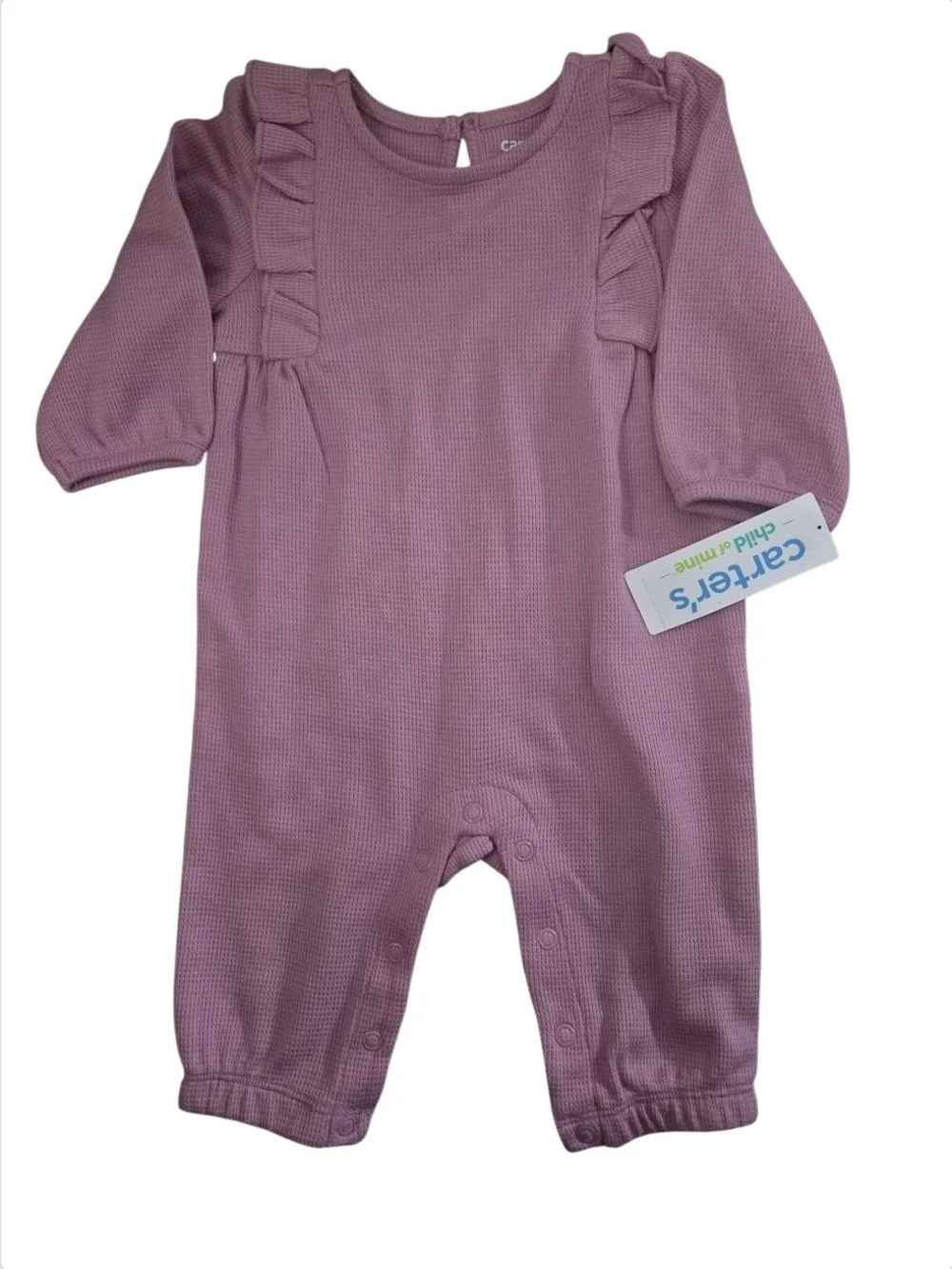 Carter's Child Of Mine Dusty Rose Ruffle Waffle-Knit-Size 0-3Mos NWT